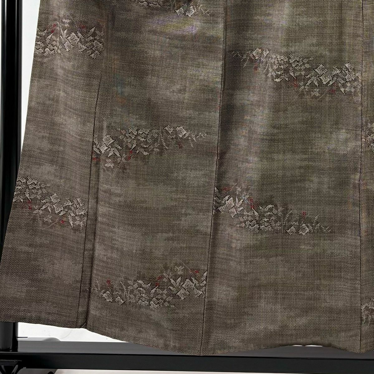 小紋 身長156.5cm 袖長64cm M 雙層 草花紋紋 霞 焦茶 純蠶絲 秀品級