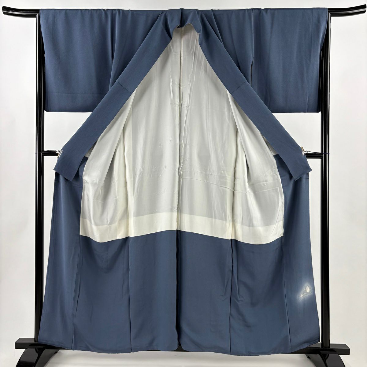 色留袖禮服 身長158.5cm 袖長65cm M 雙層 落款有 海邊的風景 霞 染分 ぼかし 青灰 純蠶絲 秀品級 一個紋