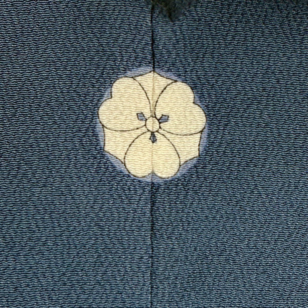 色留袖禮服 身長158.5cm 袖長65cm M 雙層 落款有 海邊的風景 霞 染分 ぼかし 青灰 純蠶絲 秀品級 一個紋