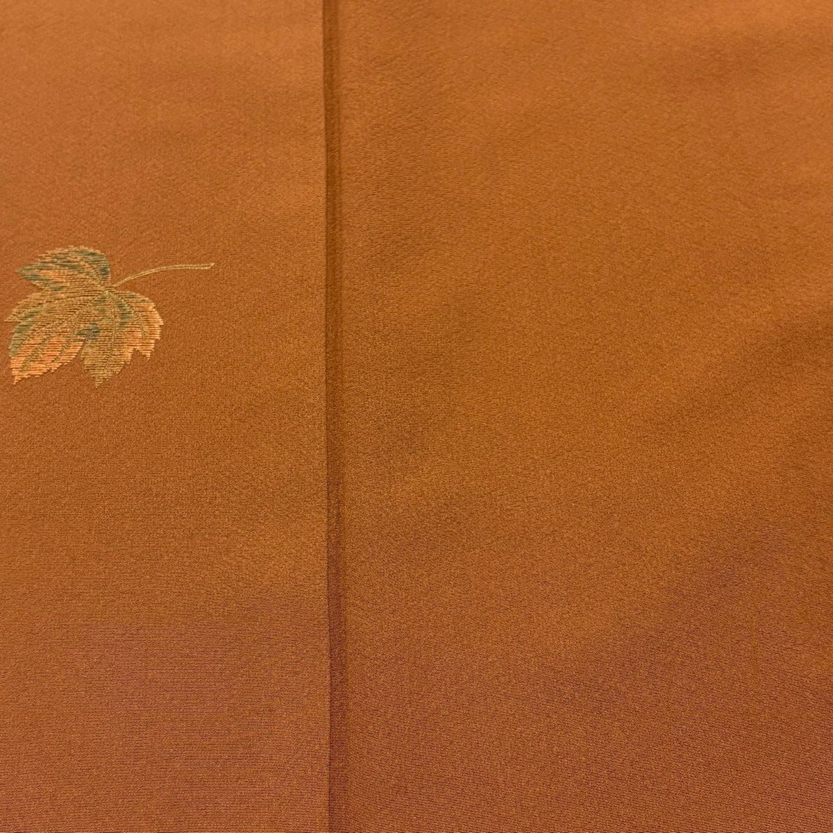 付下 身長161cm 袖長64cm M 雙層 落款有 葉實刺繡 金彩裝飾 紅茶 純蠶絲 秀品級