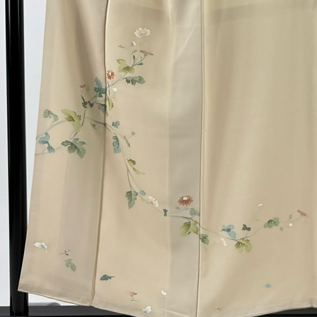付下 身長154.5cm 袖長62.5cm S 雙層 菊花 金絲 米色 純蠶絲 優品級