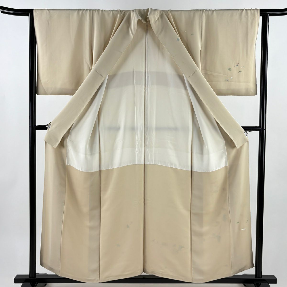 付下 身長154.5cm 袖長62.5cm S 雙層 菊花 金絲 米色 純蠶絲 優品級