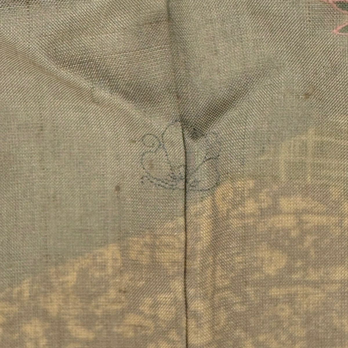 【美品】訪問服 身長160.5cm 袖長62.5cm S 雙層 紬織織 草花紋紋 染分 薄黃土色 純蠶絲 秀品級 一つ紋