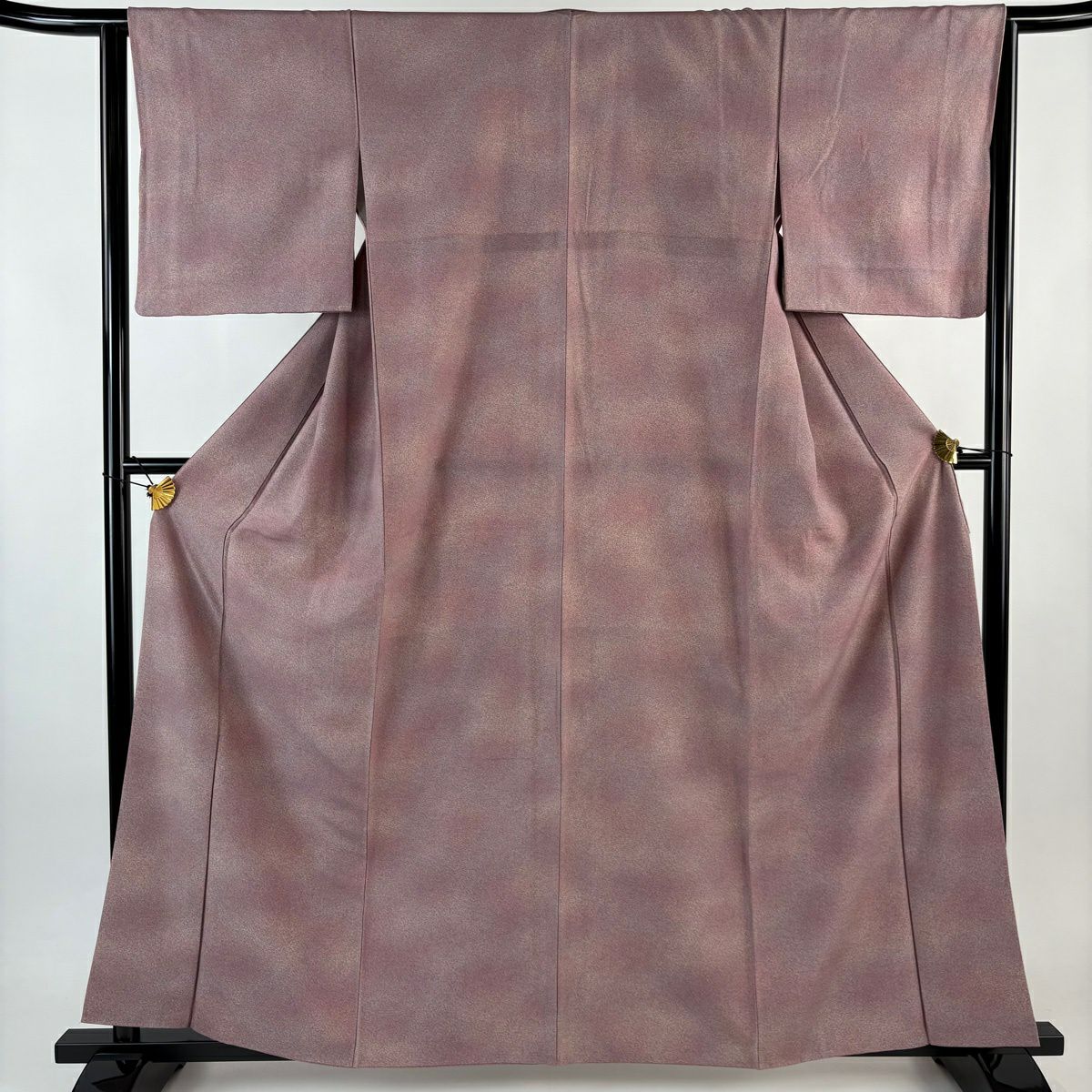 【美品】 小紋 身長160cm 袖長63.5cm S 雙層 幾何學圖案 漸層 紫 純蠶絲 優品級