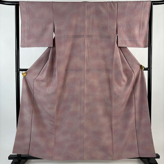 【美品】 小紋 身長160cm 袖長63.5cm S 雙層 幾何學圖案 漸層 紫 純蠶絲 優品級