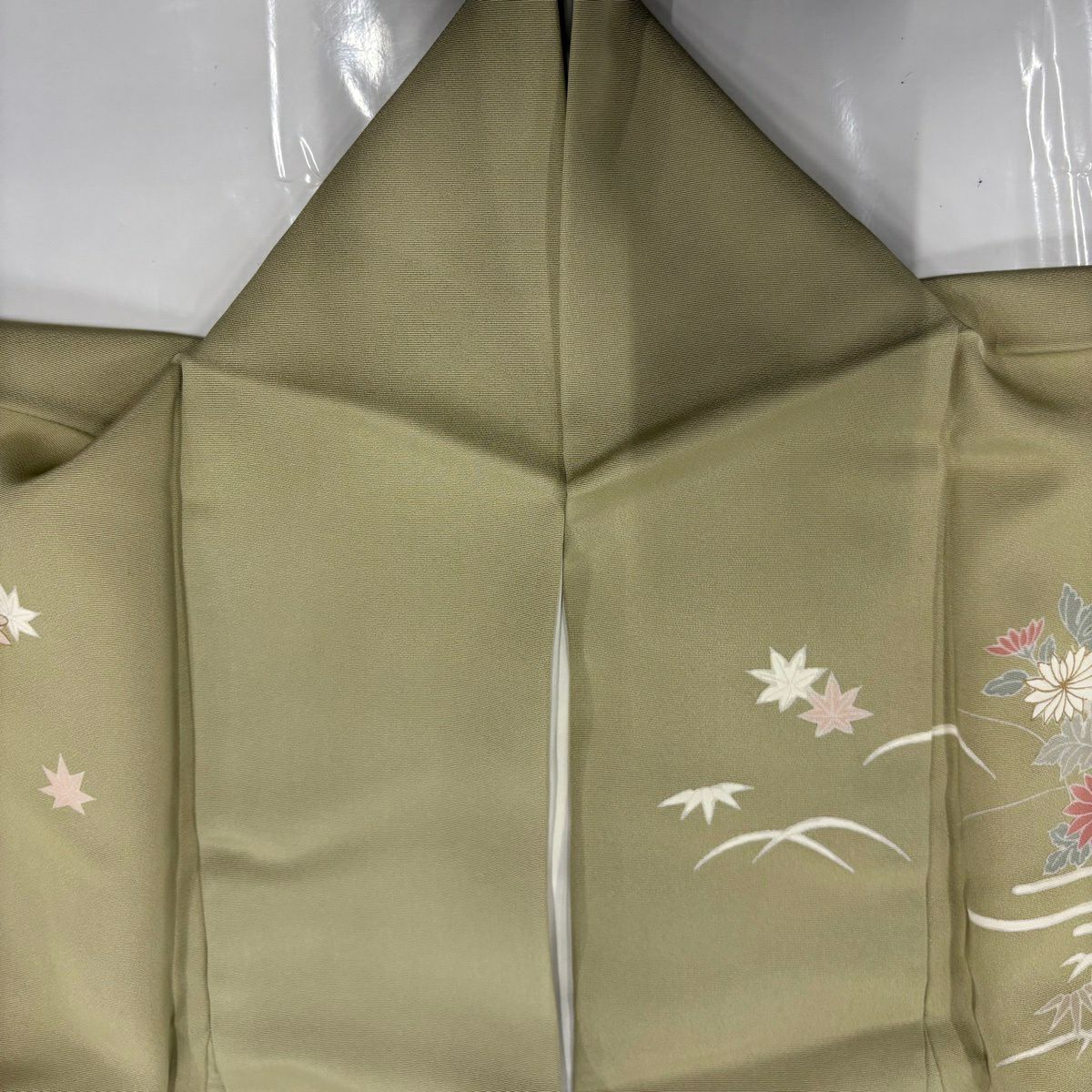 訪問服 身長159cm 袖長65.5cm M 雙層 草花紋紋 淡霞 金絲 金銀彩 灰綠 純蠶絲 優品級