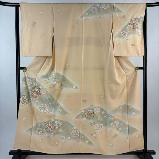 訪問服 身長158cm 袖長63.5cm S 雙層 華紋 草花紋紋 金絲 金銀彩 淺橙色 純蠶絲 優品級