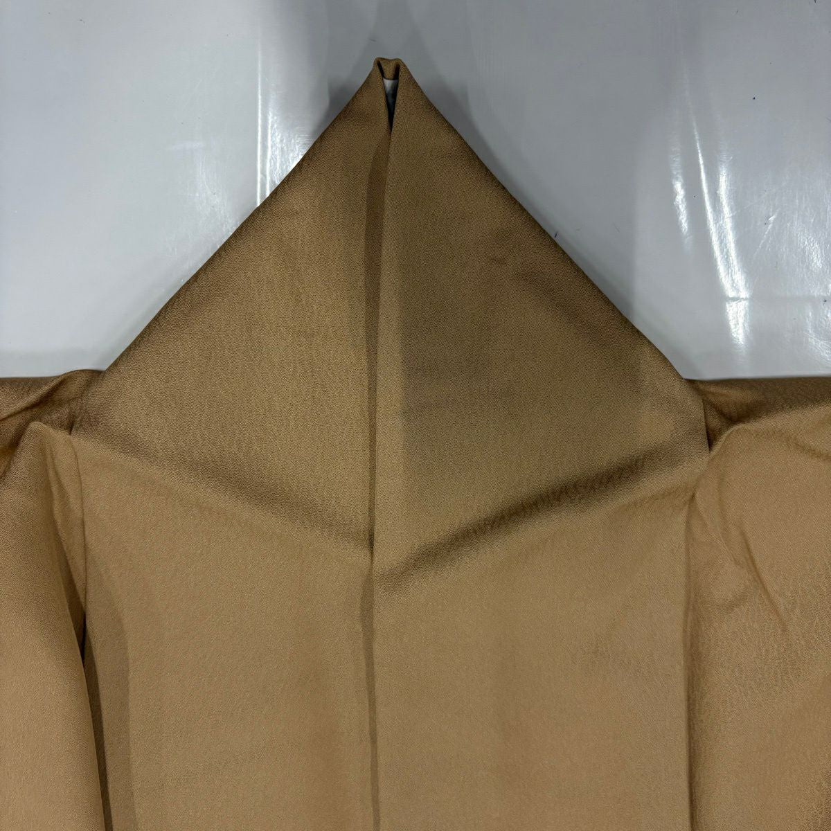 付下 身長153.5cm 袖長64.5cm M 雙層 櫻花 蝴蝶 螺鈿 金銀彩 淺茶 純蠶絲 優品級
