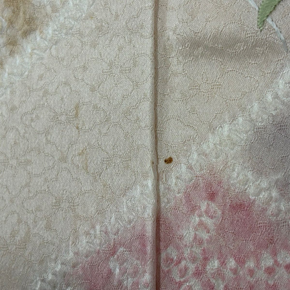 訪問服 身長154cm 袖長64.5cm M 雙層 草花紋紋 花唐草紋 絞染 刺繡 淺粉紅 純蠶絲 優品級