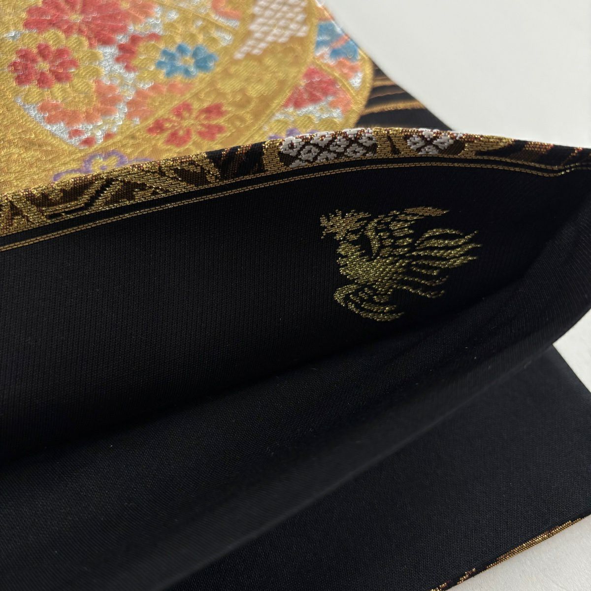 【美品】 袋帶 秀品級 彩美錦 手鞠 櫻花 金金箔 金絲 紅 六通 純蠶絲