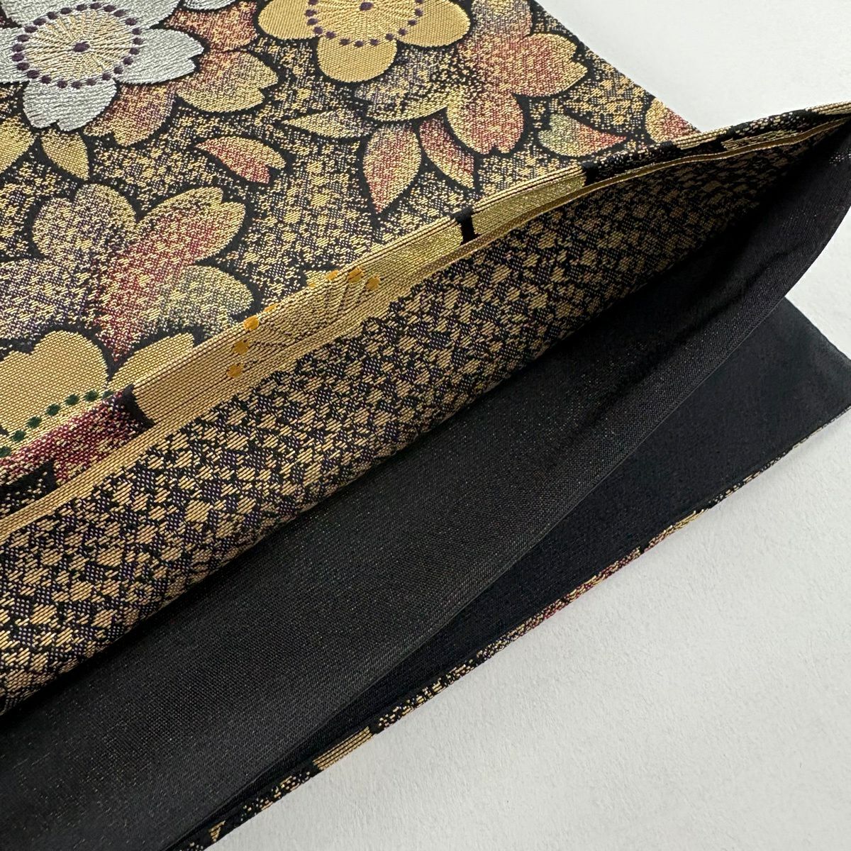 【美品】 袋帶 秀品級 櫻花 梅花花 金金箔 金銀彩 金色 六通 純蠶絲