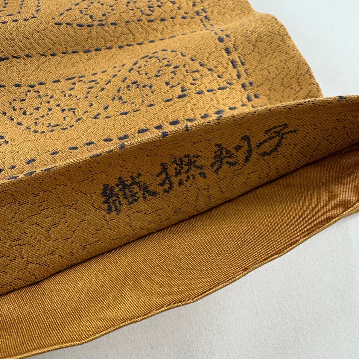 袋帶 秀品級 幾何學 茶 六通 純蠶絲