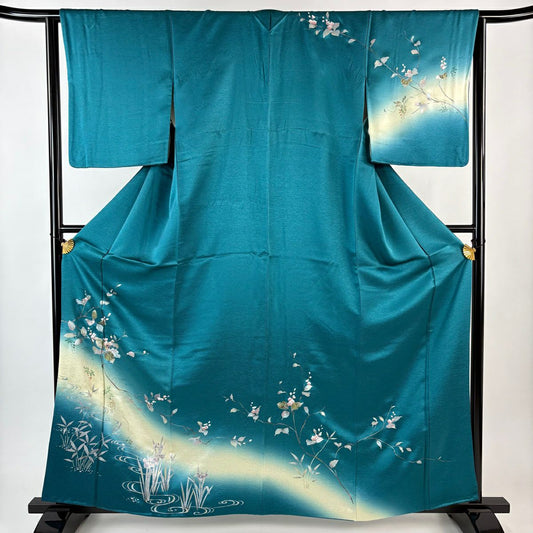 訪問服 身長161cm 袖長63.5cm S 雙層 枝花 流水 金銀彩 螺鈿 青綠 純蠶絲 秀品級