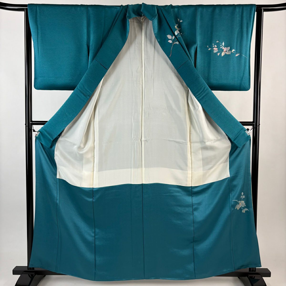 訪問服 身長161cm 袖長63.5cm S 雙層 枝花 流水 金銀彩 螺鈿 青綠 純蠶絲 秀品級
