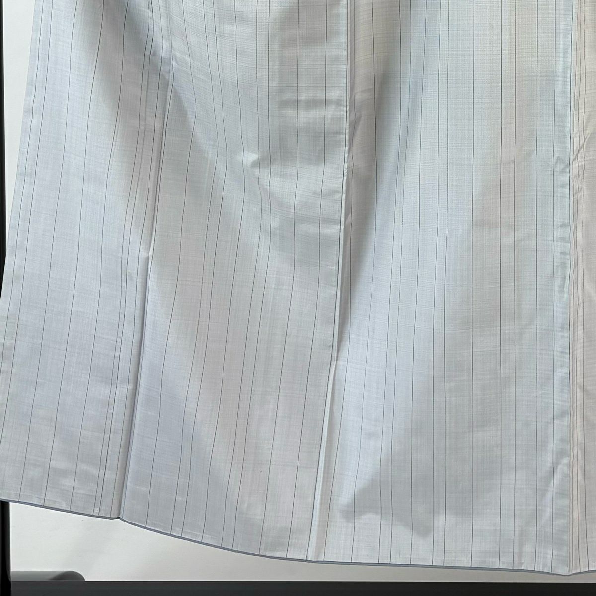紬織 身長151cm 袖長64.5cm M 雙層 證書齊全 縱條紋 青灰 純蠶絲 優品級