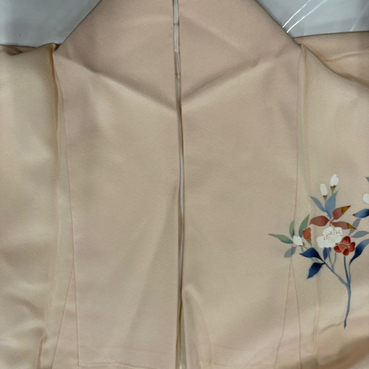 訪問服 身長159cm 袖長64.5cm M 雙層 落款 草花紋紋 漸層 淡粉色 純蠶絲 優品級