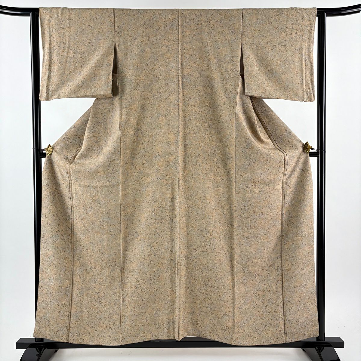 小紋 身長158.5cm 袖長63.5cm S 雙層 幾何學圖案 淺茶 純蠶絲 優品級