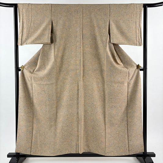 小紋 身長158.5cm 袖長63.5cm S 雙層 幾何學圖案 淺茶 純蠶絲 優品級