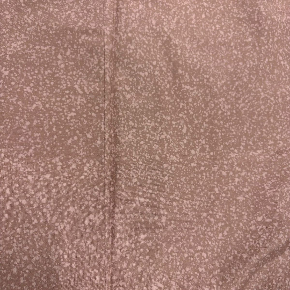 【美品】 小紋 身長156.5cm 袖長66cm M 雙層 紬織織 幾何學 粉米色 純蠶絲 秀品級