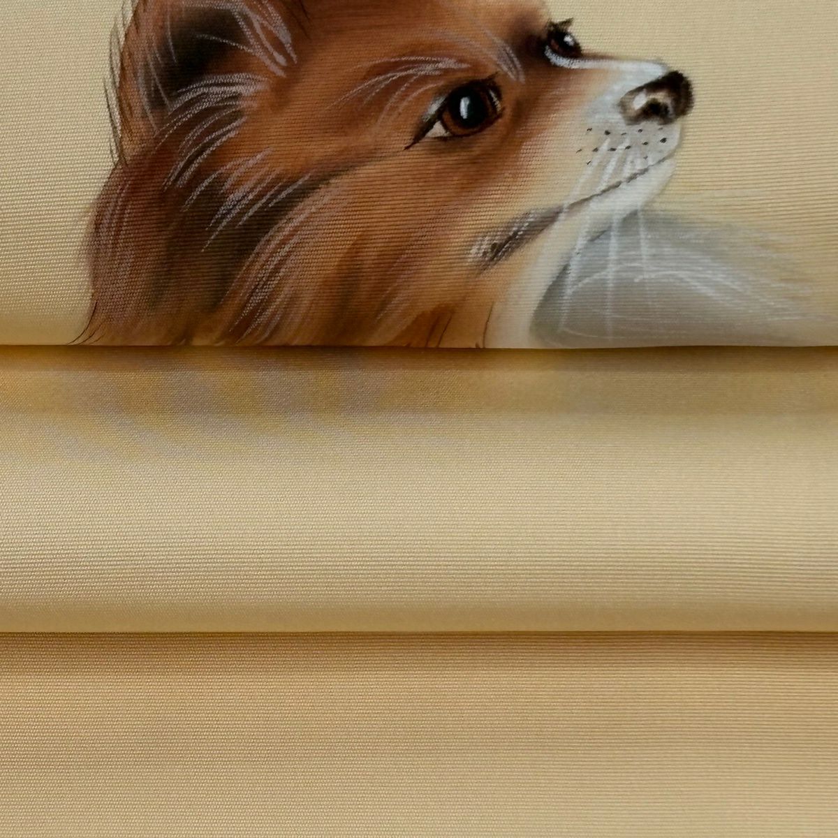 【美品】 名古屋帶 逸品級 落款あり 犬 鈴 漸層 薄橙 純蠶絲