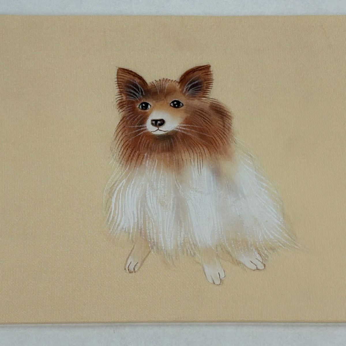 【美品】 名古屋帶 逸品級 落款あり 犬 鈴 漸層 薄橙 純蠶絲