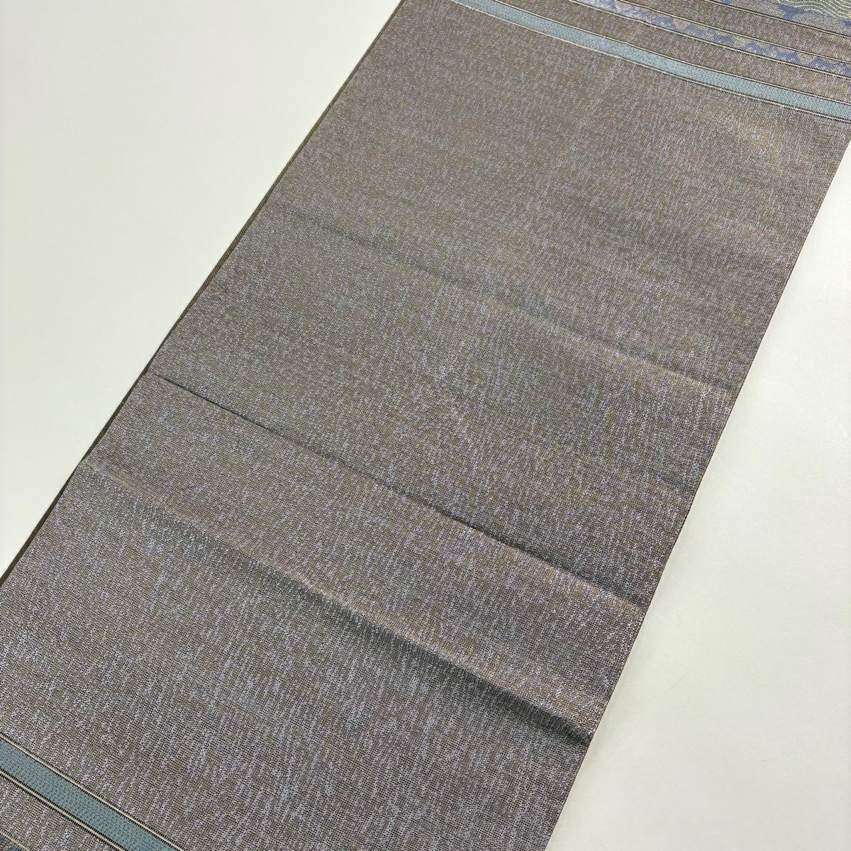 【美品】 袋帶 秀品級 龜甲 荒磯 金金箔 灰紫 お太鼓圖案 純蠶絲