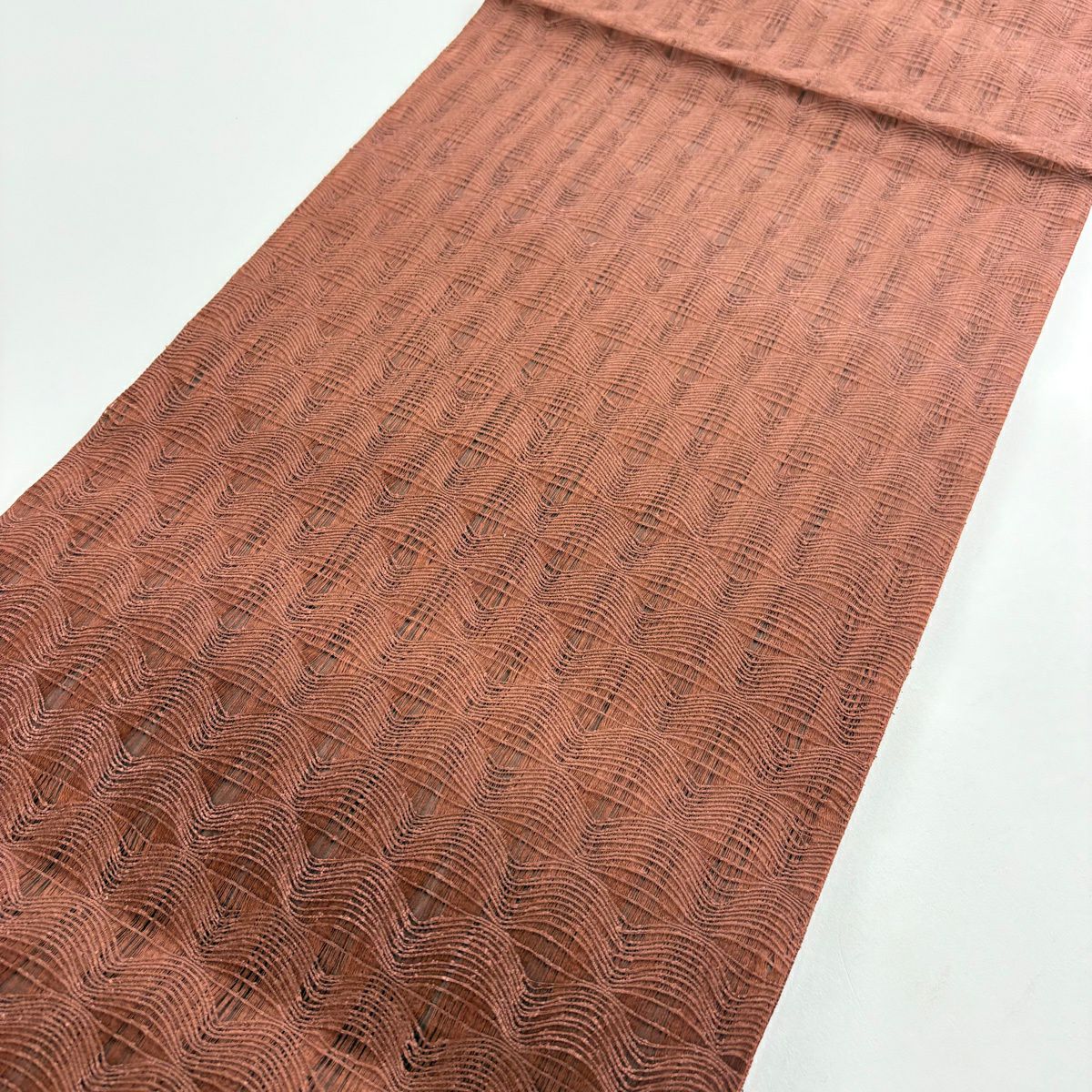 袋帶 秀品級 萩 桔梗 金絲 紅茶 大鼓圖案 純蠶絲