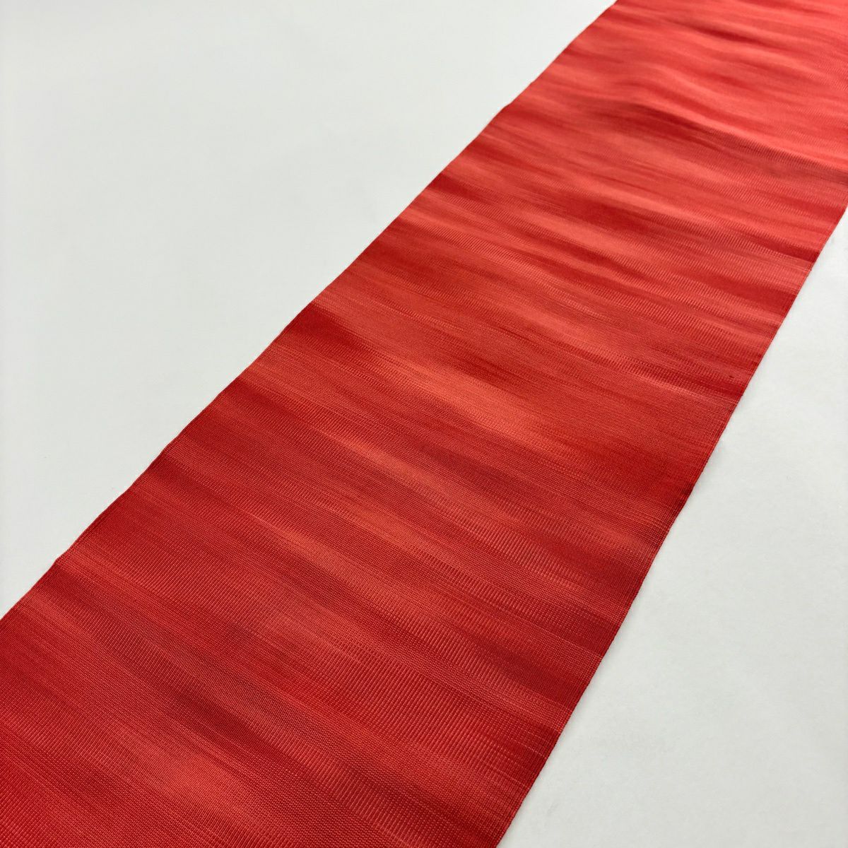 【美品】名古屋帶 秀品級 有落款 八寸名古屋帶 松樹葉仕立 ぼかし紋 紅 純蠶絲