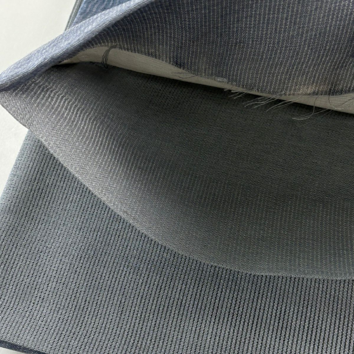 【美品】 袋帶 秀品級 夏帶 草花紋 幾何圖案 青灰 純蠶絲