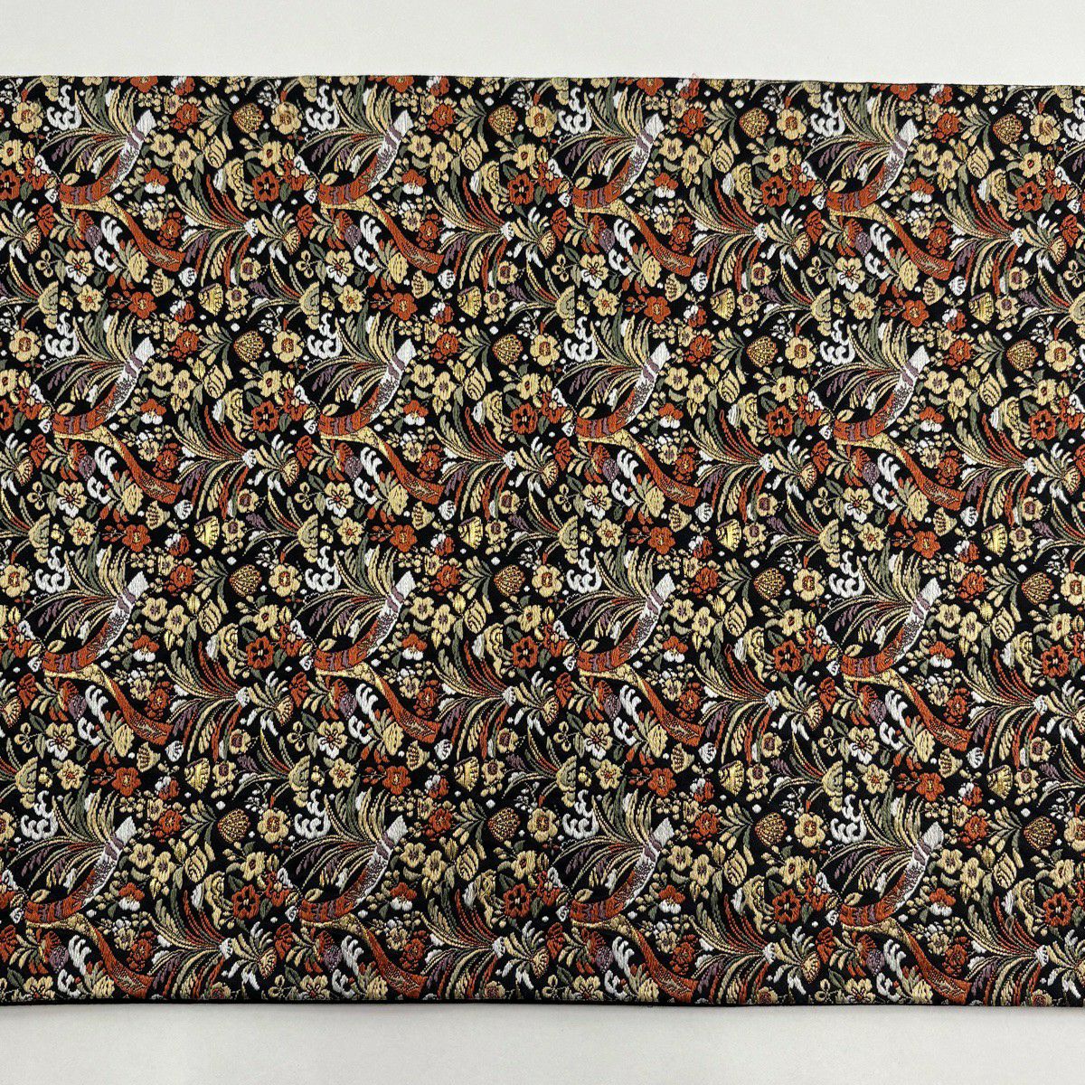 袋帶 秀品級 短冊 梅花 刺繡 金絲 黑 六通 純蠶絲