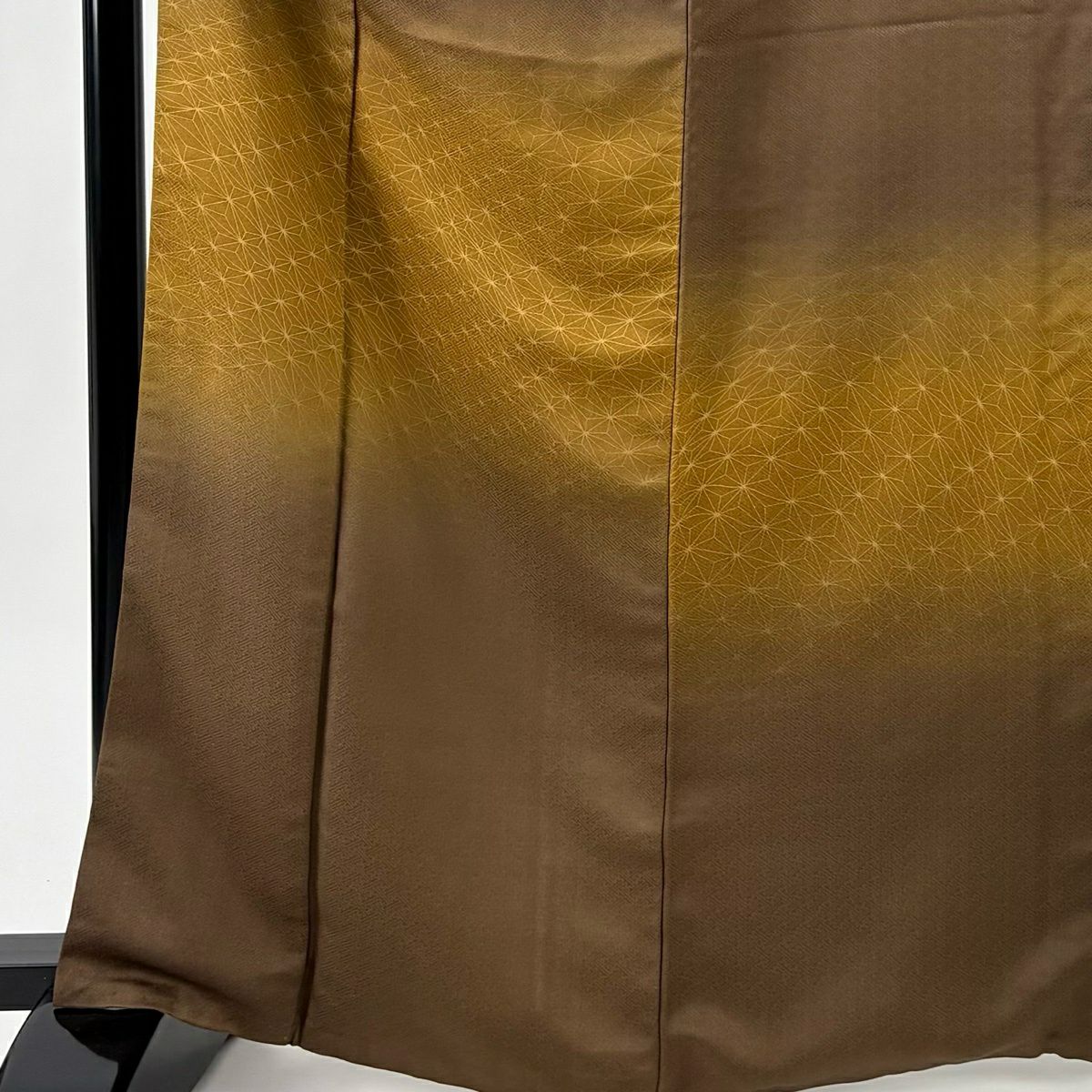 小紋 身長166cm 袖長67.5cm L 雙層 斉藤三才 落款あり 變化麻葉 漸層 茶 純蠶絲 名品級