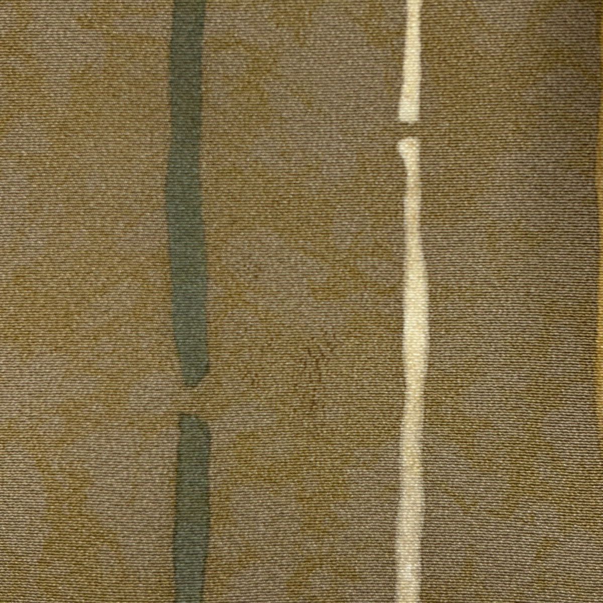 【美品】 小紋 身長167cm 袖長68cm L 雙層 縱條紋 幾何圖案 灰綠 純蠶絲 名品級