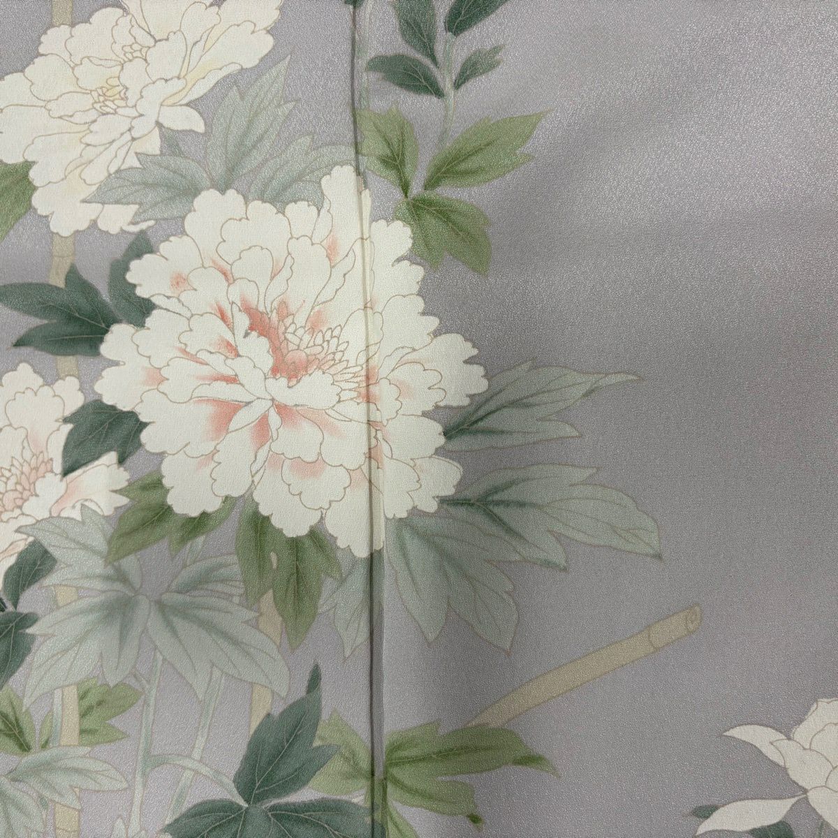訪問服 身長158cm 袖長63.5cm S 雙層 牡丹 漸層 灰 純蠶絲 秀品級
