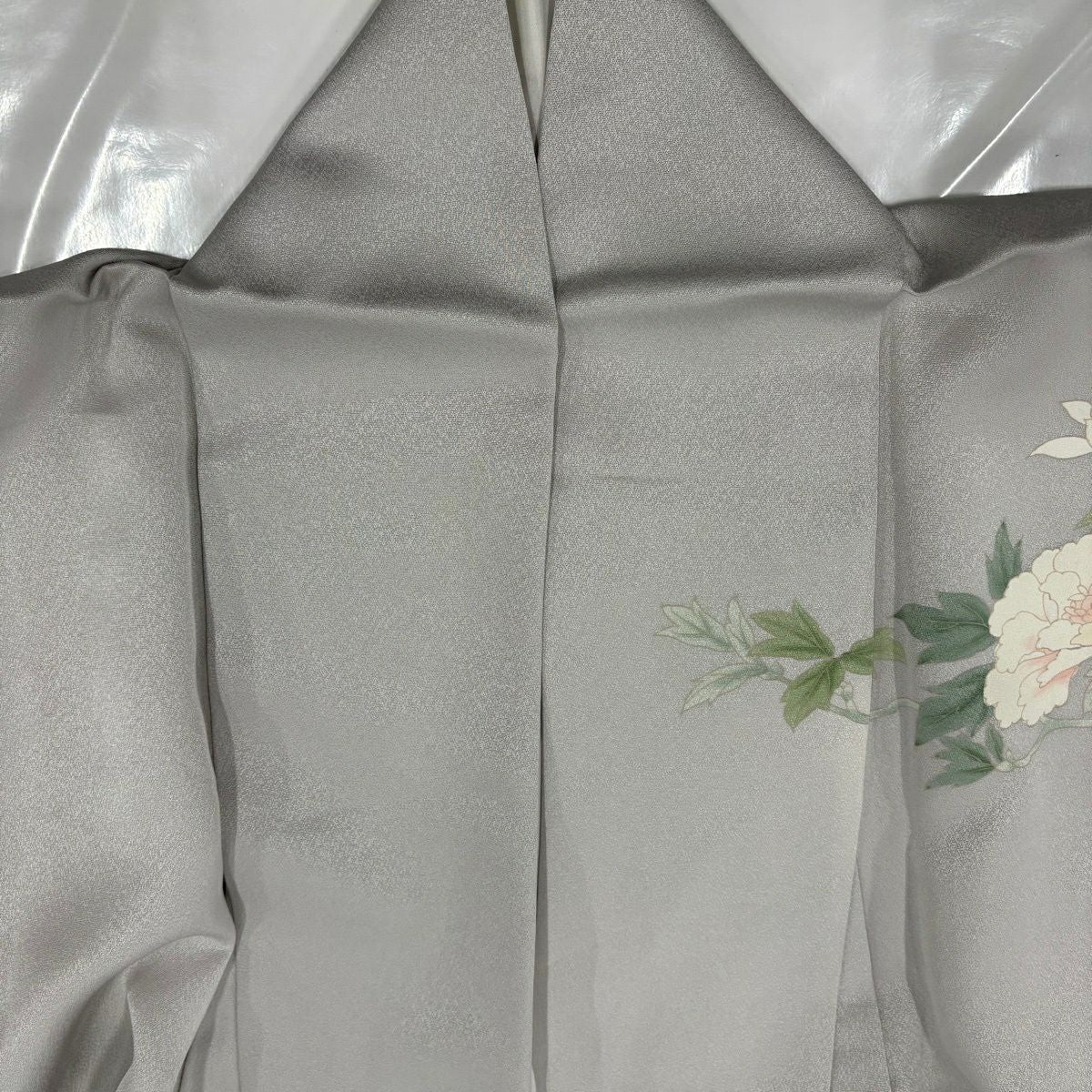 訪問服 身長158cm 袖長63.5cm S 雙層 牡丹 漸層 灰 純蠶絲 秀品級