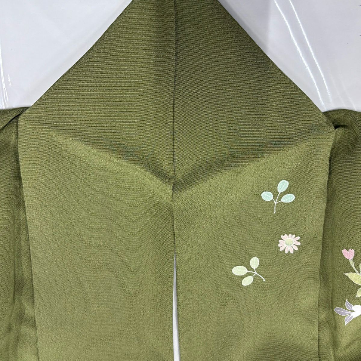 訪問服 身長168.5cm 袖長65.5cm M 雙層 花籠 松樹竹子梅花 金銀彩 漸層 艾草綠 純蠶絲 優品級