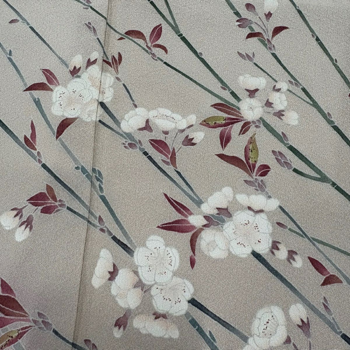 訪問服 身長158cm 袖長62cm S 雙層 落款有 枝梅花 漸層 米色 純蠶絲 優品級