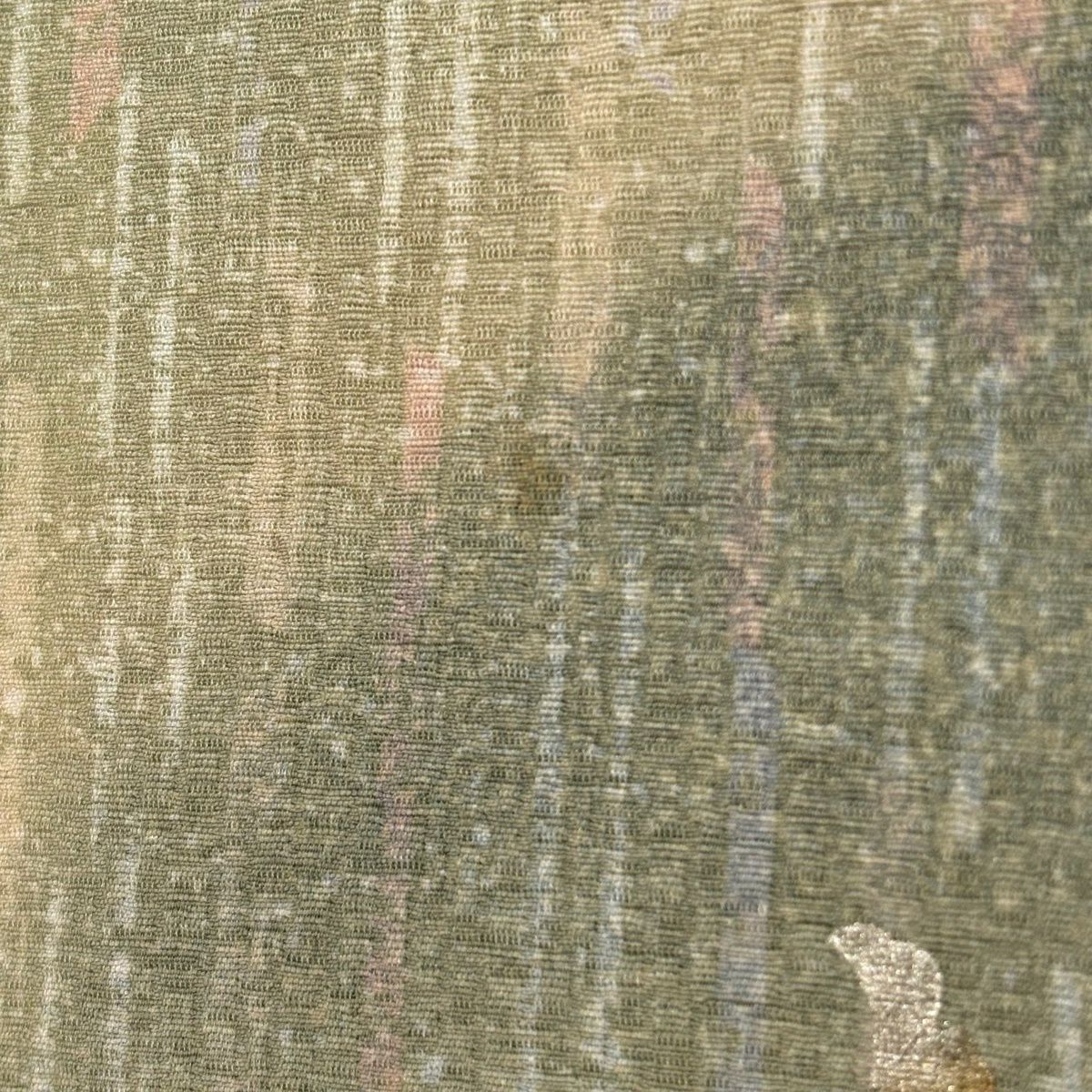 付下 身長156cm 袖長62cm S 雙層 花唐草紋 霞 刺繡 金銀彩 灰綠 純蠶絲 秀品級