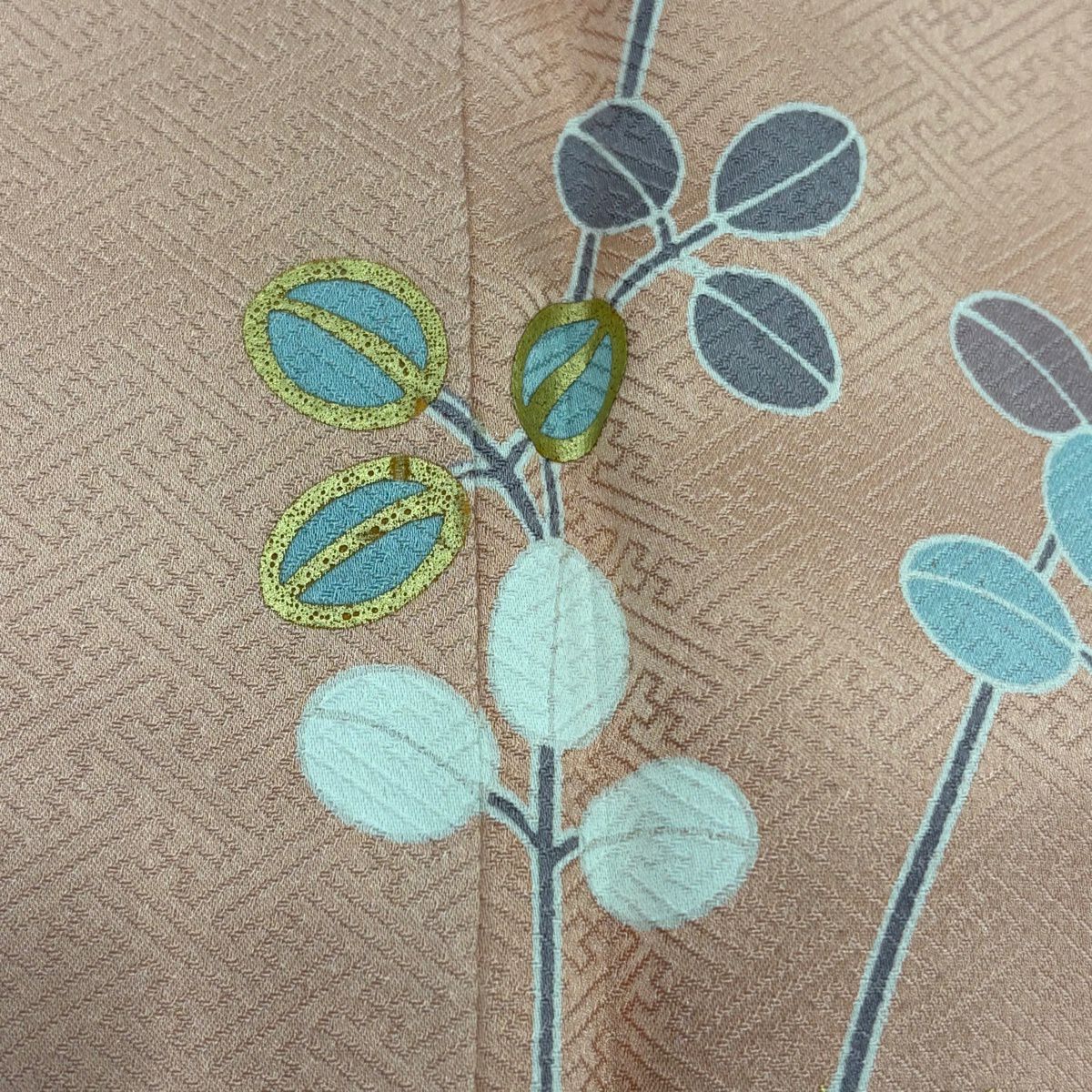 訪問服 身長160.5cm 袖長67.5cm L 雙層 花丸紋 萩 金銀彩 漸層 鮭粉色 純蠶絲 名品級