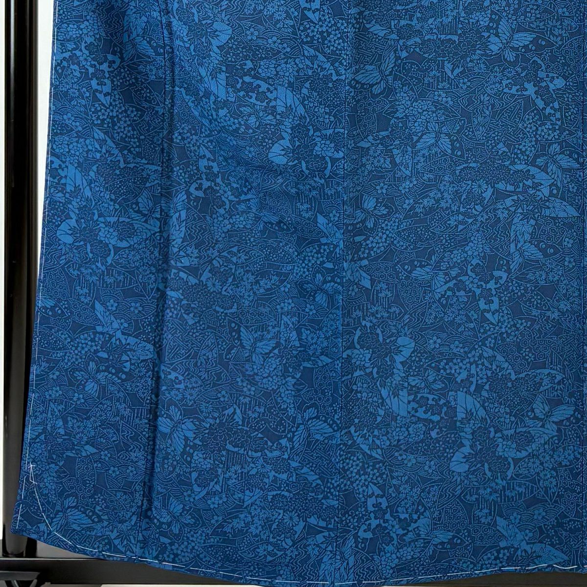【美品】 小紋 身長159.5cm 袖長64.5cm M 雙層 本藍 落款あり 蝶 草花紋紋 絞染 藍色 純蠶絲 名品級