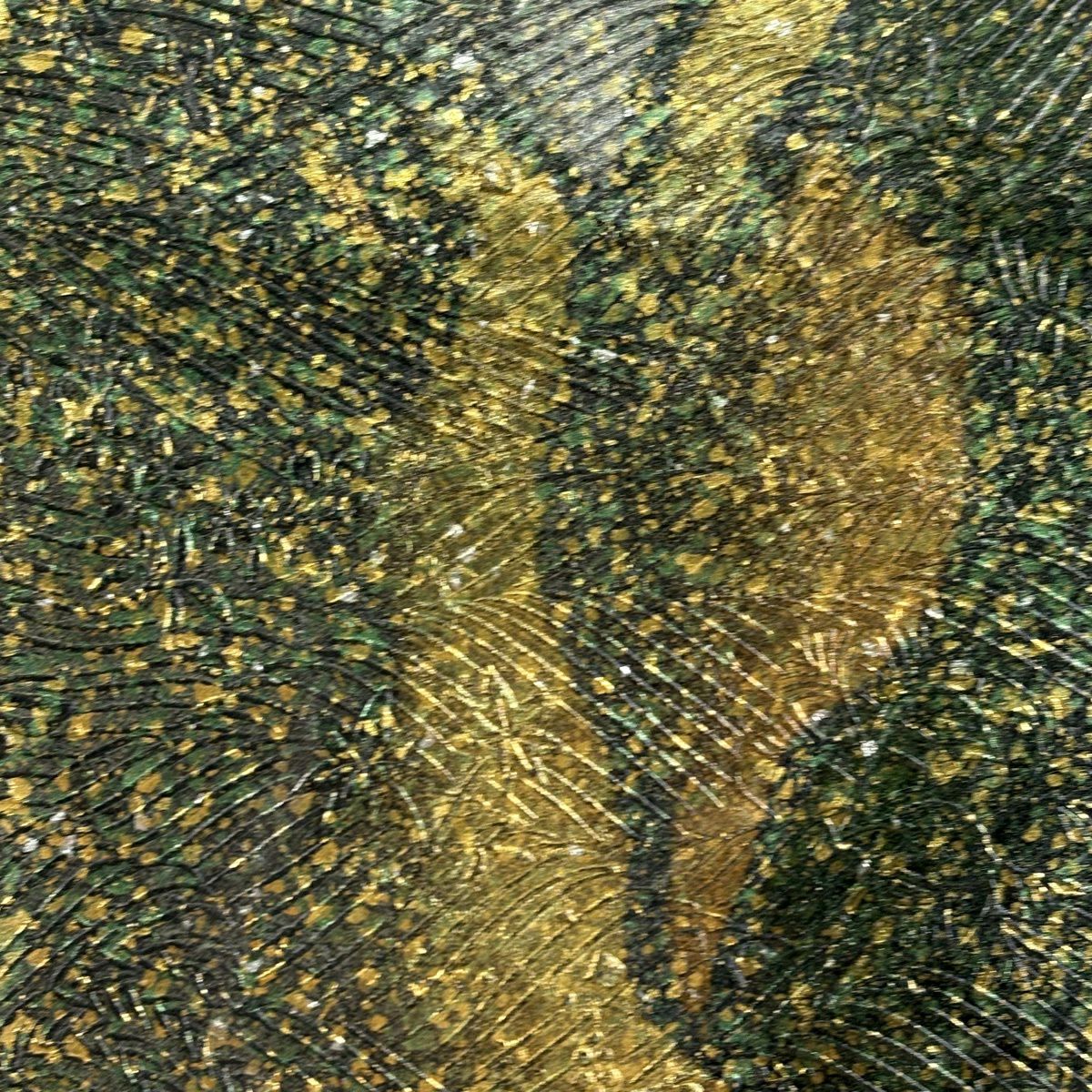 袋帶 逸品級 地紋 幾何學 金銀彩 綠 六通 純蠶絲