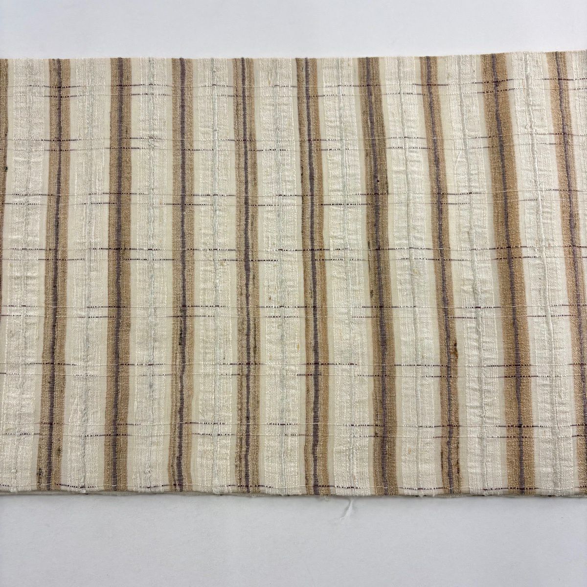 【美品】 袋帶 逸品級 條紋 米色 全通 純蠶絲