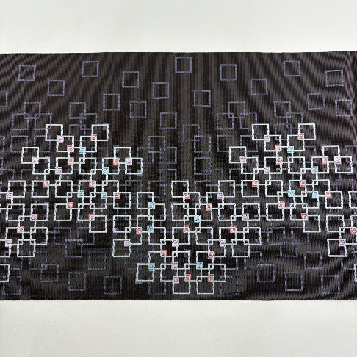 【美品】 名古屋帶 逸品級 八寸名古屋帶 松樹葉仕立 雜幾何 濃紫 純蠶絲
