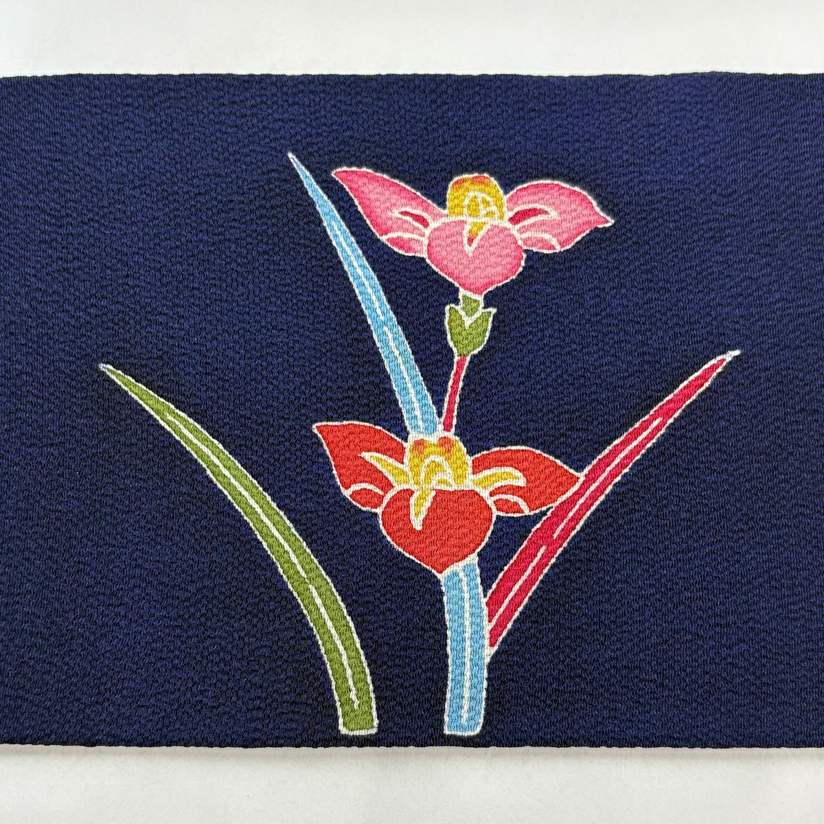 【美品】名古屋帶 秀品級 草花紋紋 流水圖案 縮緬 純蠶絲