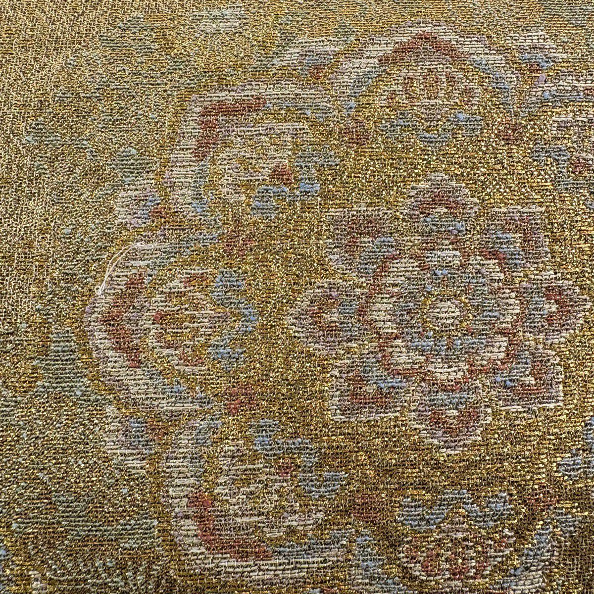 【美品】 袋帶 秀品級 華紋 草花紋紋 金金箔 金絲 金色 六通 純蠶絲