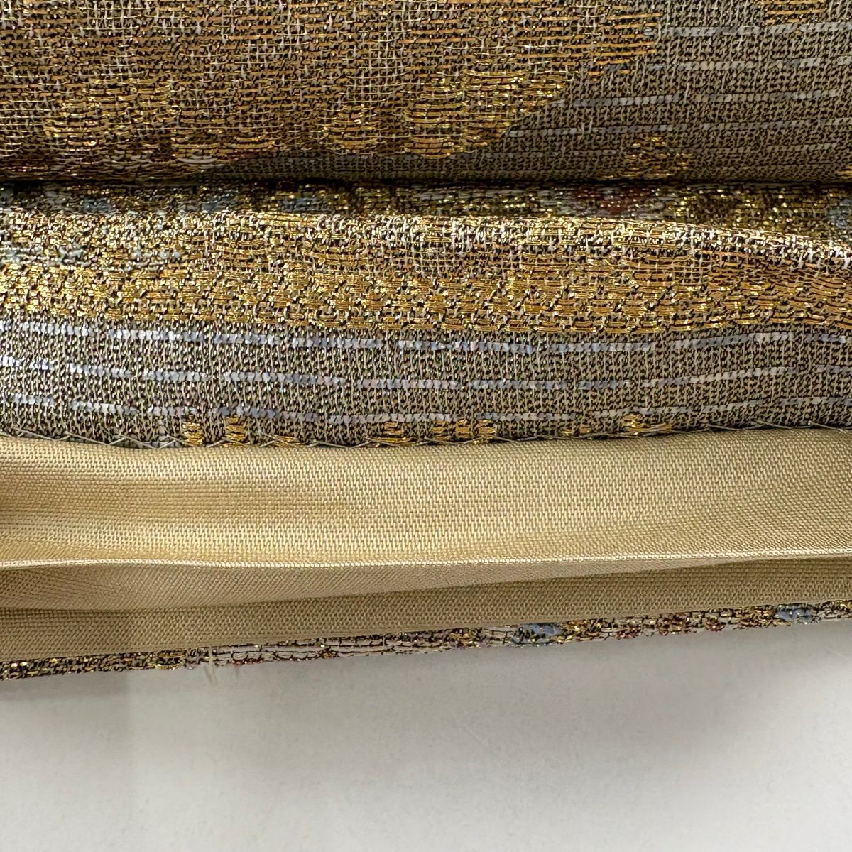 【美品】 袋帶 秀品級 華紋 草花紋紋 金金箔 金絲 金色 六通 純蠶絲
