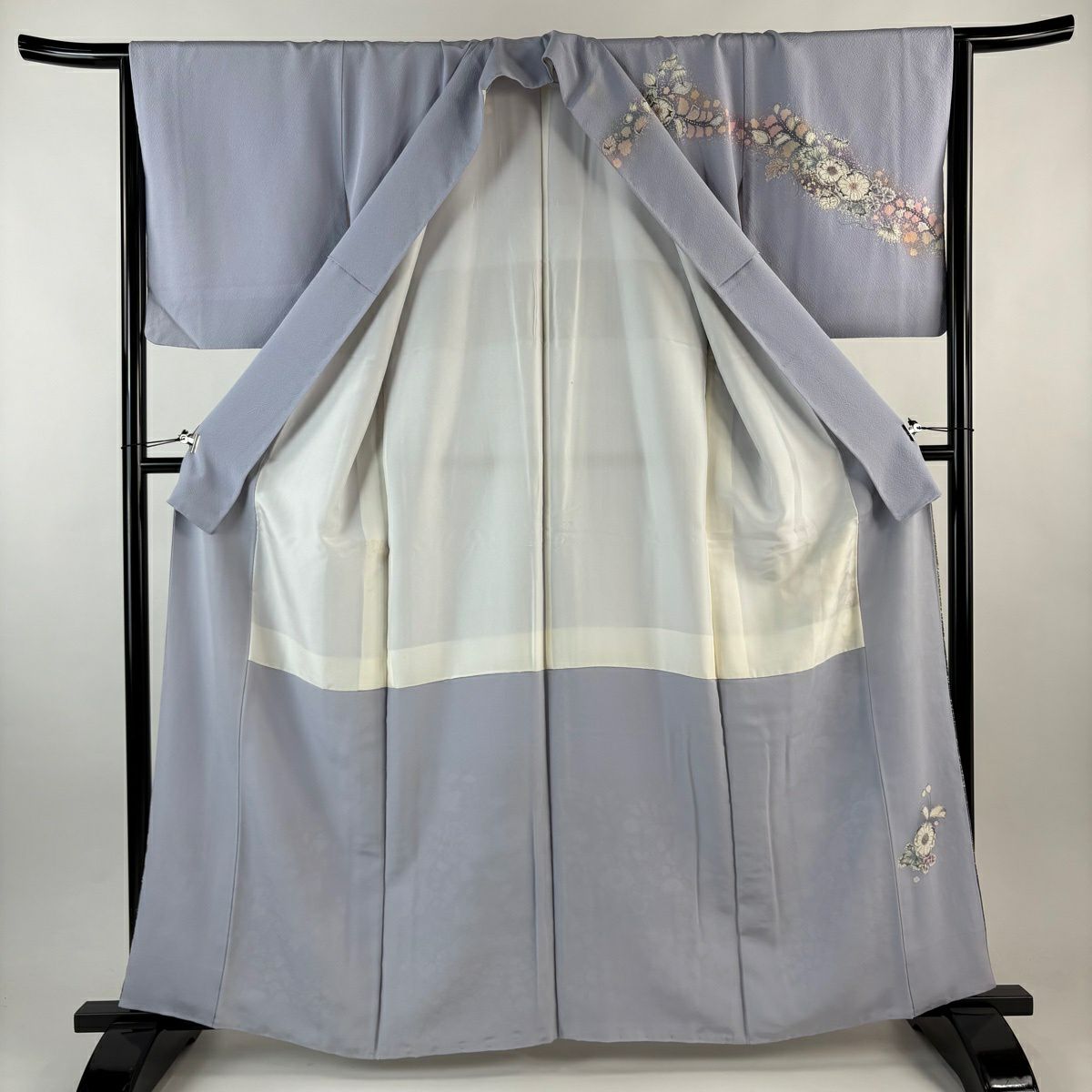 訪問服 身長163cm 袖長65cm M 雙層 徳永憲峯 落款あり 辻花染 漸層 淺紫 純蠶絲 名品級
