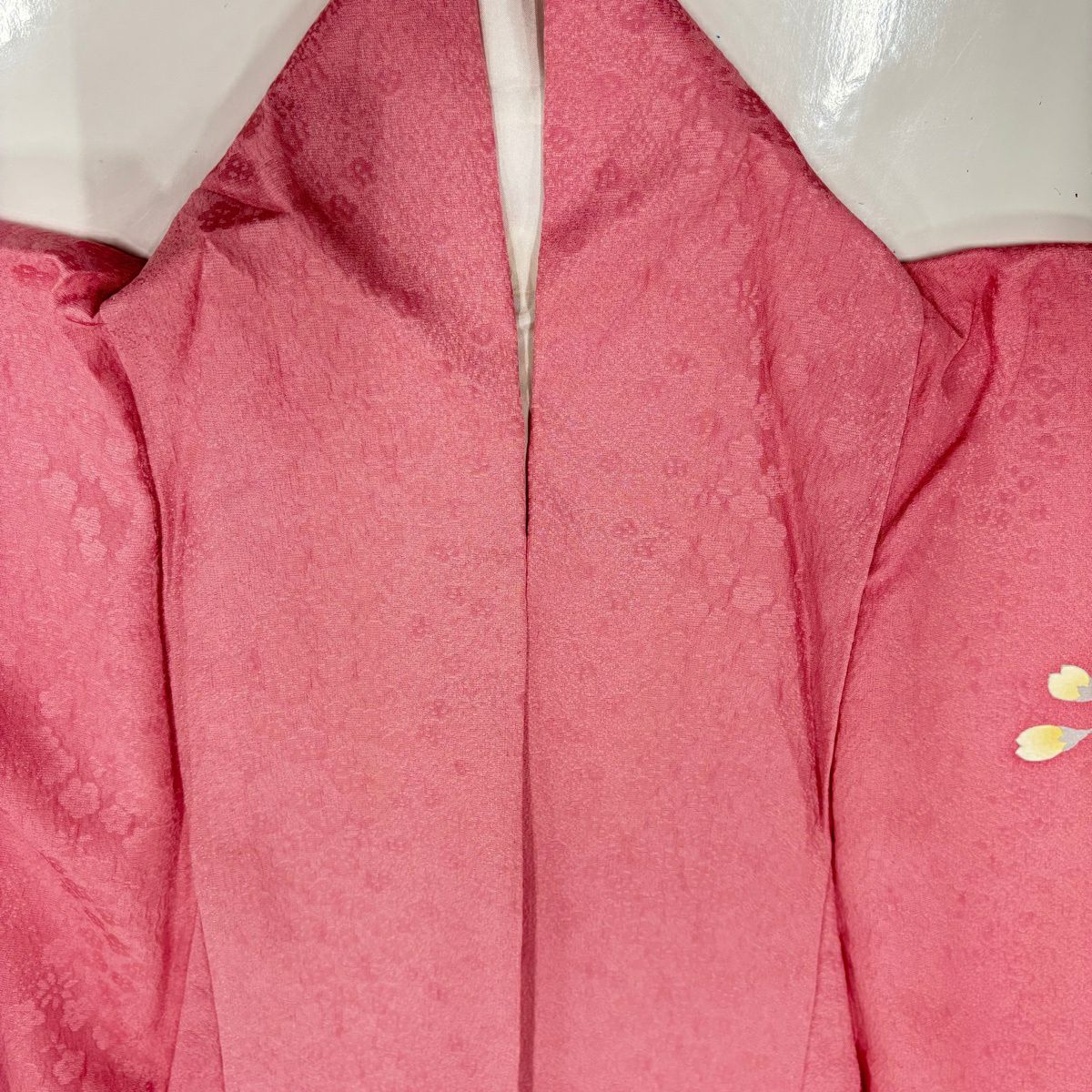 振袖禮服 身長162.5cm 袖長68cm L 雙層 櫻花 手毬 金絲 金銀彩 粉紅 純蠶絲 名品級