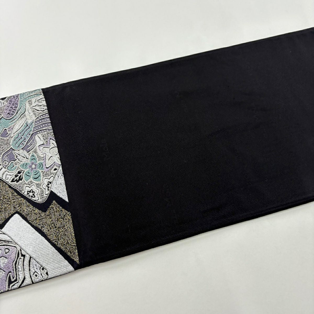【美品】 袋帶 名品級 鳥 動物 金銀絲 銀色 六通 純蠶絲