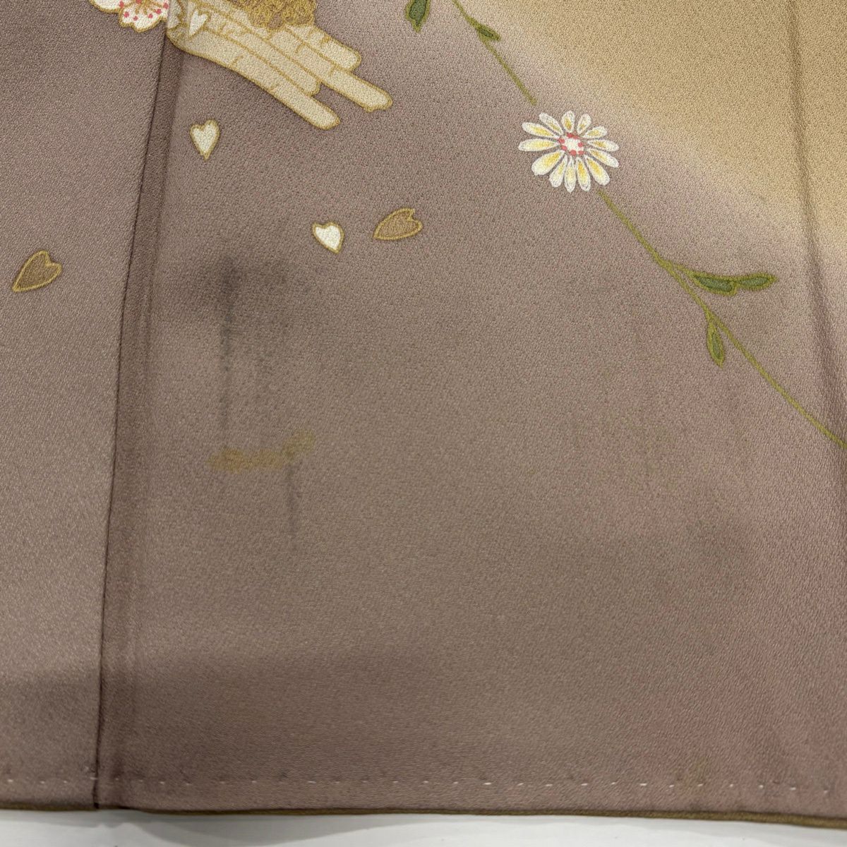 訪問服 身長153.5cm 袖長62.5cm S 雙層 菊花花筏染分 米色 純蠶絲 秀品級