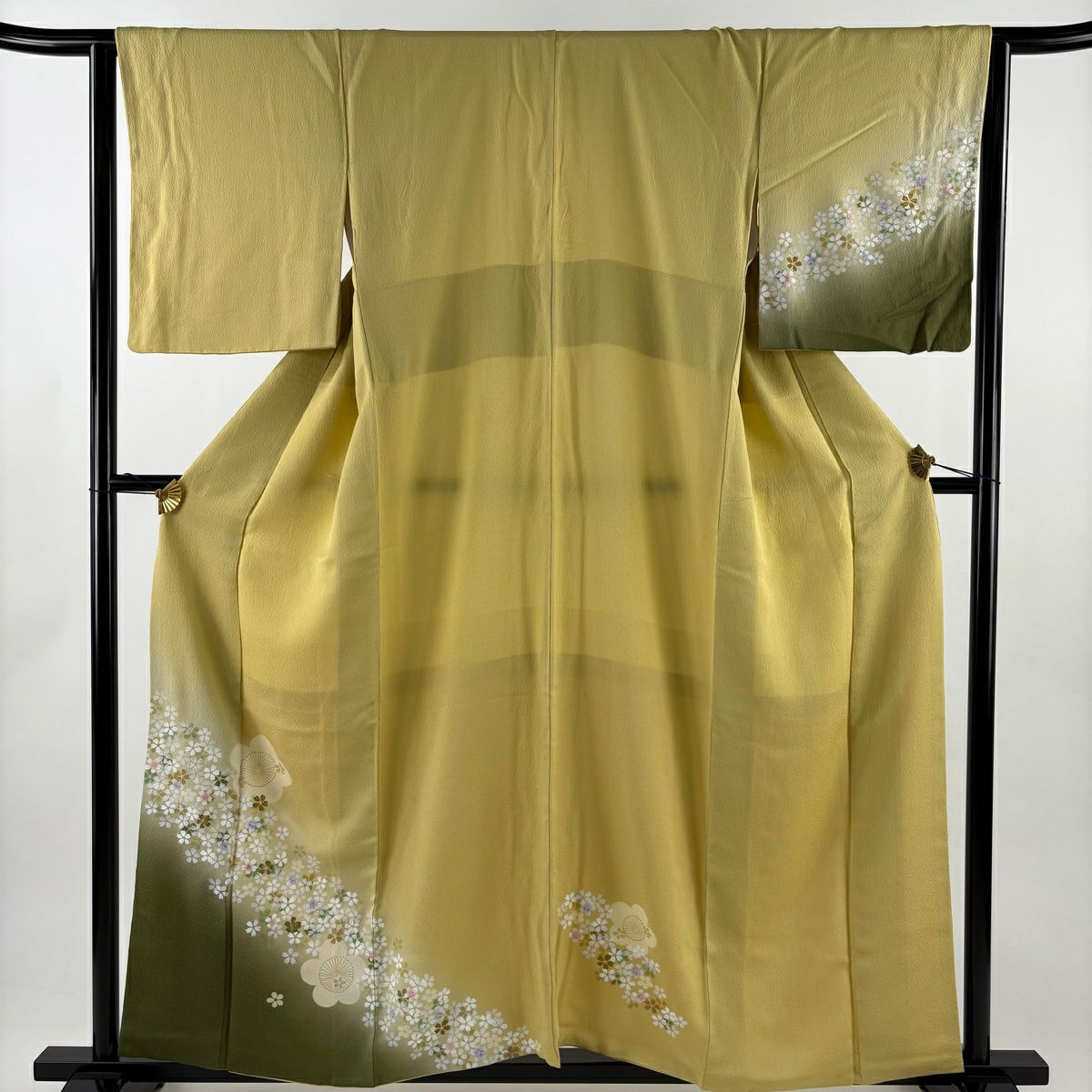 付下 身長157cm 袖長63.5cm S 雙層 梅花 櫻花 金絲 金銀彩 米色 純蠶絲 優品級